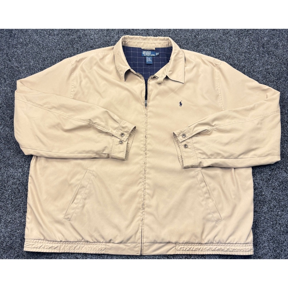 Polo Ralph Lauren Mens Harrington Jacket Tan Beige Full Zip Windbreaker 4LT Tall